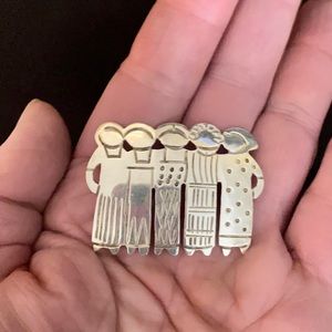 Five Sisters Sterling Pin .925 Sterling Silver Brooch Artisanal Handcrafted Pin
